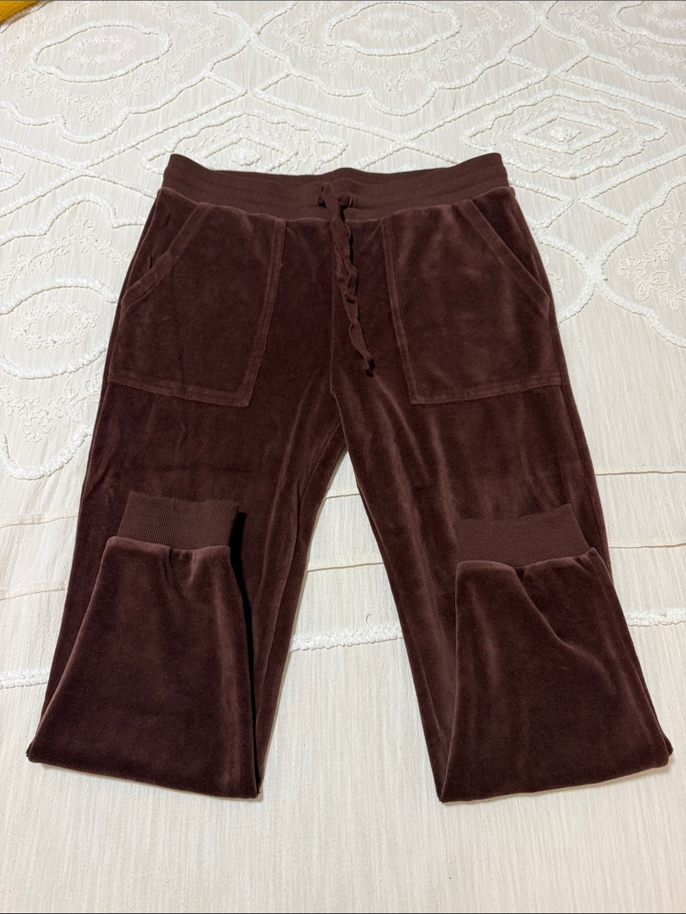 Rebecca Minkoff Men's Dark Brown Velour Drawstring Joggers